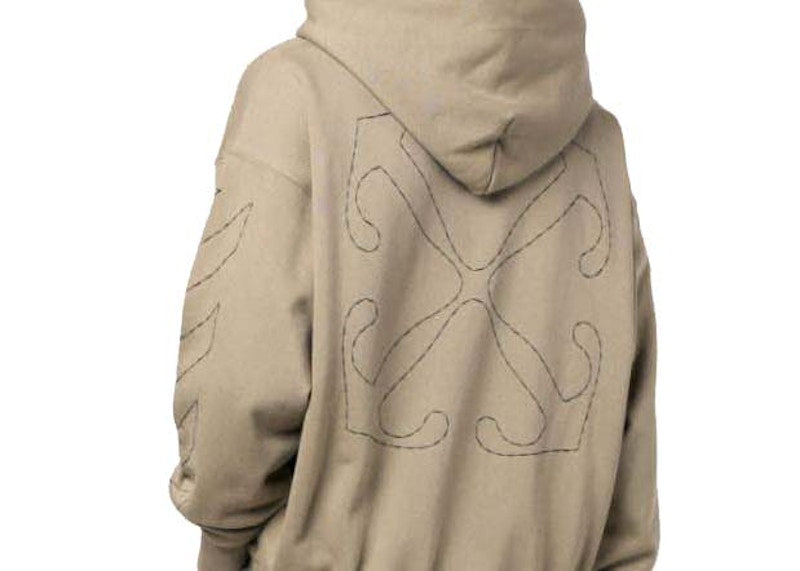 OFF-WHITE Stitch Skate Drawstring Hoodie Beige