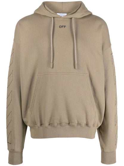 OFF-WHITE Stitch Skate Drawstring Hoodie Beige