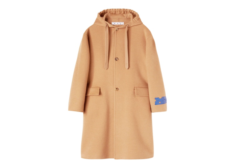 OFF-WHITE Tags Cashm Hood Coat Beige