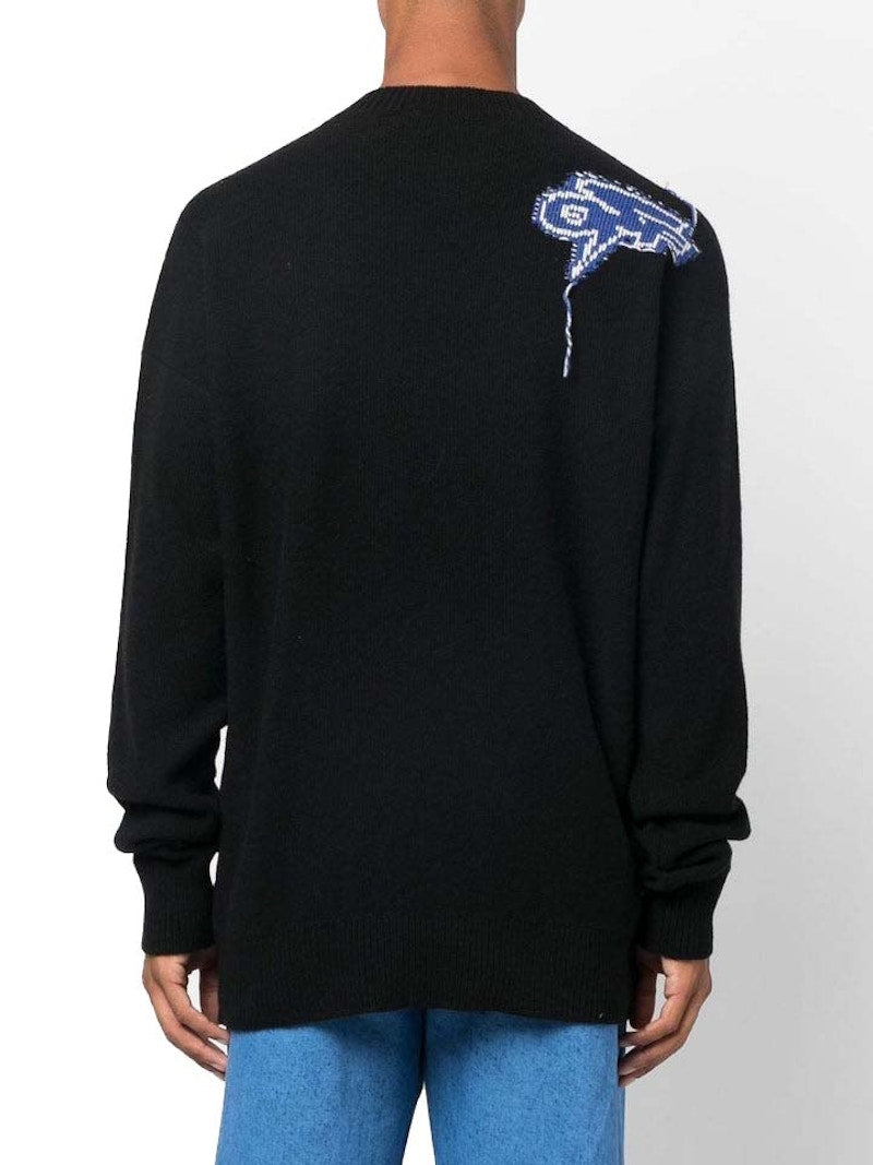 OFF-WHITE Thund ARR Chunky Knit Crewneck Black Peacock