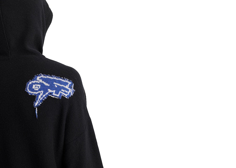 OFF-WHITE Thund Arr Chunky Knit Hoodie Black/Blue/White