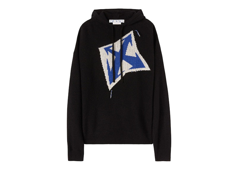 OFF-WHITE Thund Arr Chunky Knit Hoodie Black/Blue/White