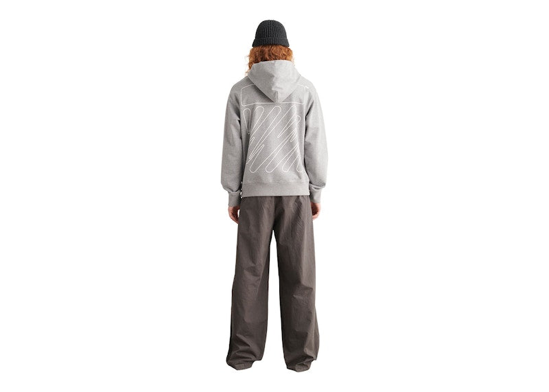 OFF-WHITE Wave Diagonals Slim Hoodie Grey/White