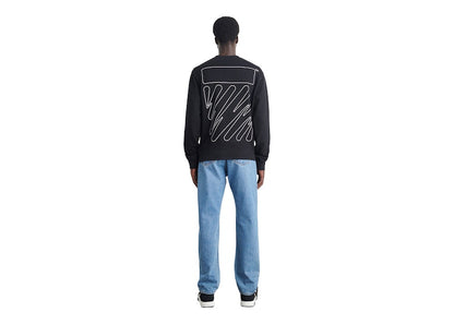 OFF-WHITE Wave Outl Diag Slim Crewneck Black/White