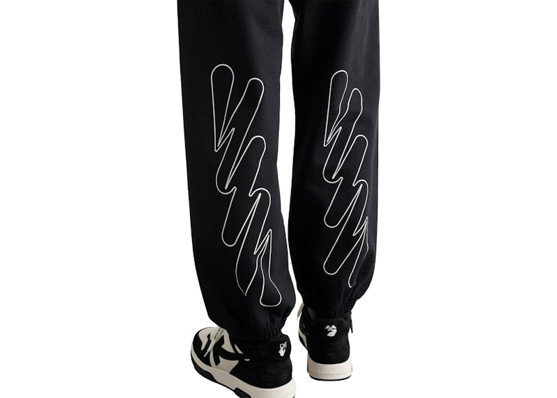 OFF-WHITE Wave Outl Diagonal Slim Sweatpant Black/White