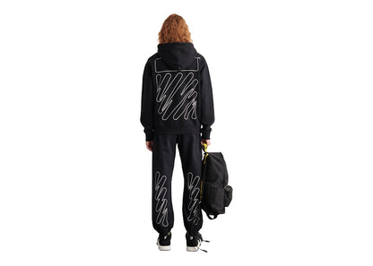 OFF-WHITE Wave Outl Diagonal Slim Zip Hoodie Black/White