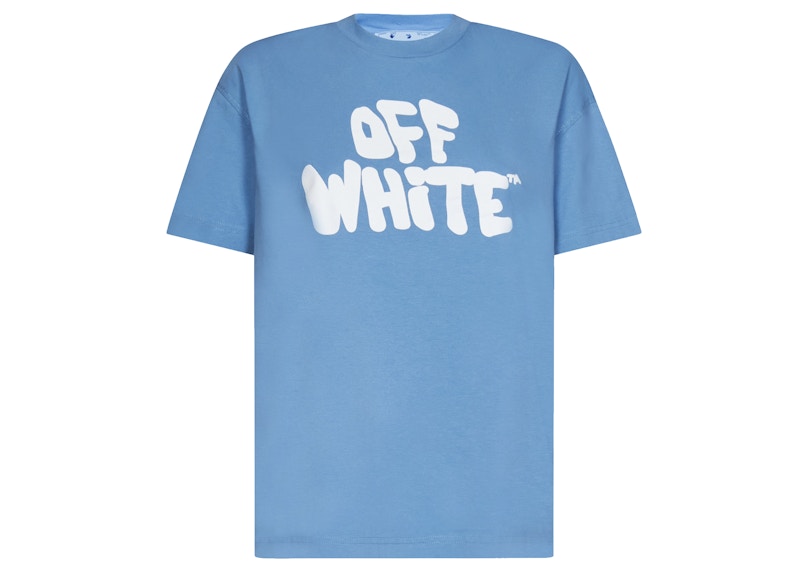 OFF-WHITE Women's 70s Type Logo Casual S/S T-shirt Light Blue/White