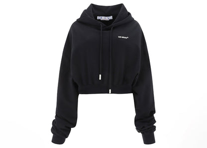OFF-WHITE Women's For All Helv Crop Over Hoodie Black/White