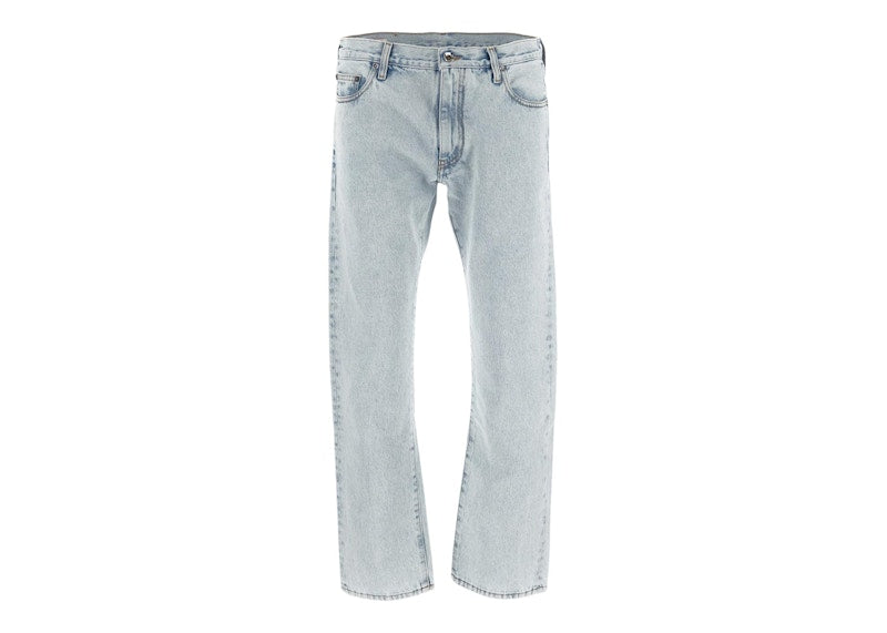 OFF-WHITE Arrows Logo Slim Fit Jeans Light Blue/White