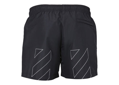 OFF-WHITE Diag Outline Swim Shorts Black/White
