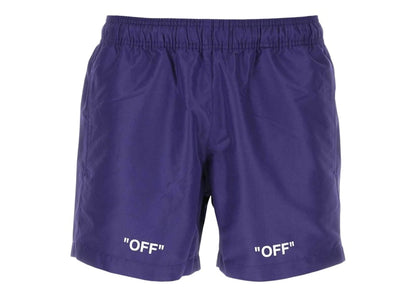 OFF-WHITE Off Logo Print Swim Shorts Electric Purple