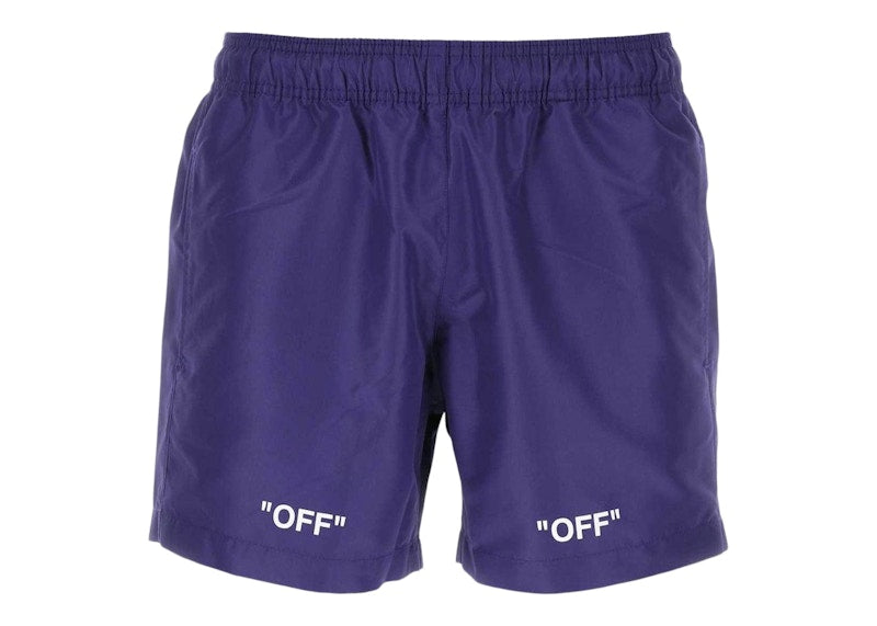 OFF-WHITE Off Logo Print Swim Shorts Electric Purple