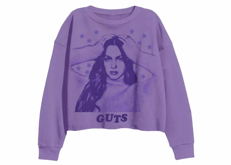 Olivia Rodrigo Cropped Crew Fleece Sweatshirt Purple