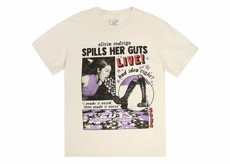 Olivia Rodrigo OR Spills Her Guts Live T-shirt Ivory