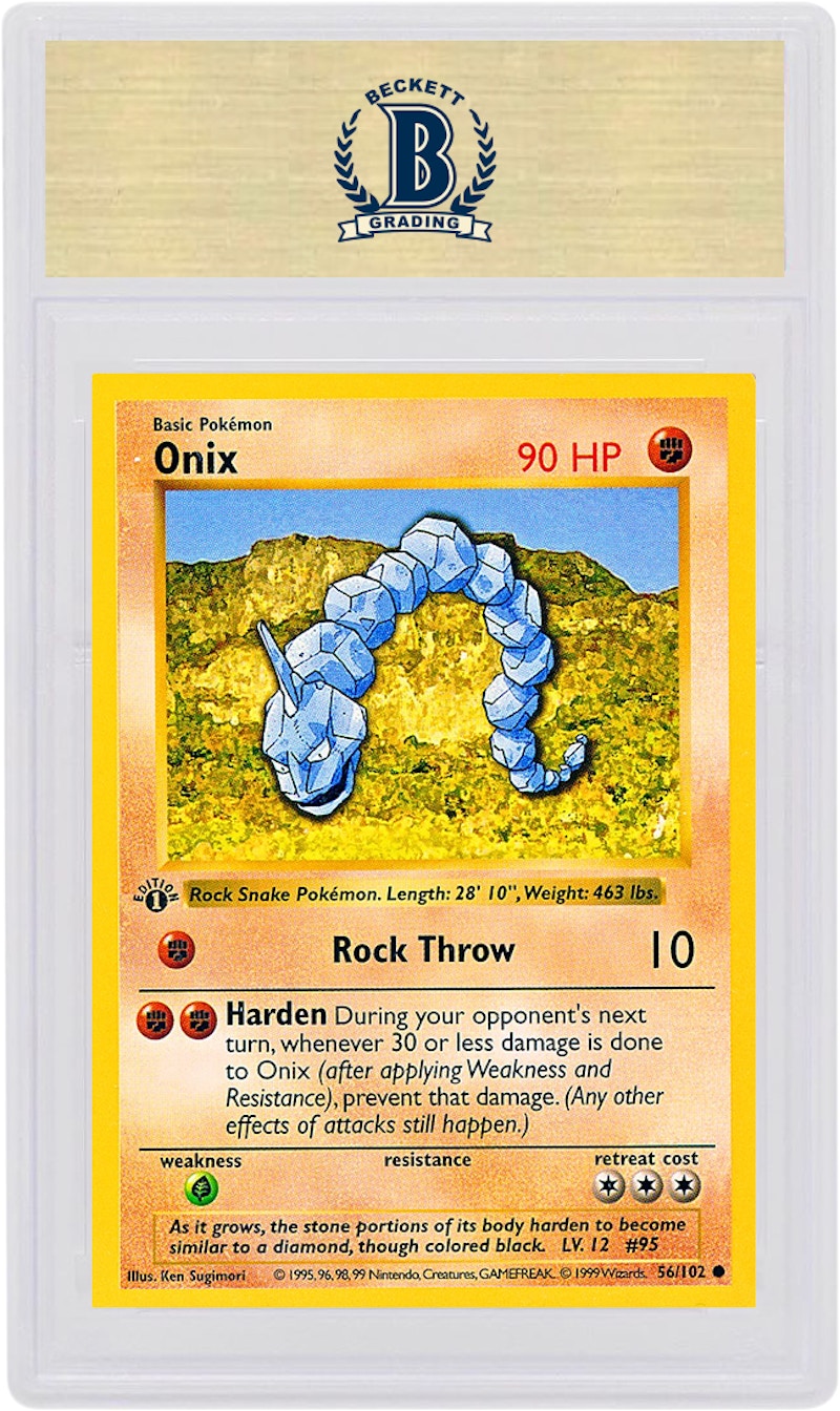 Onix 1999 Pokemon TCG Base Set 1st Edition #56/102 (PSA or BGS Graded)