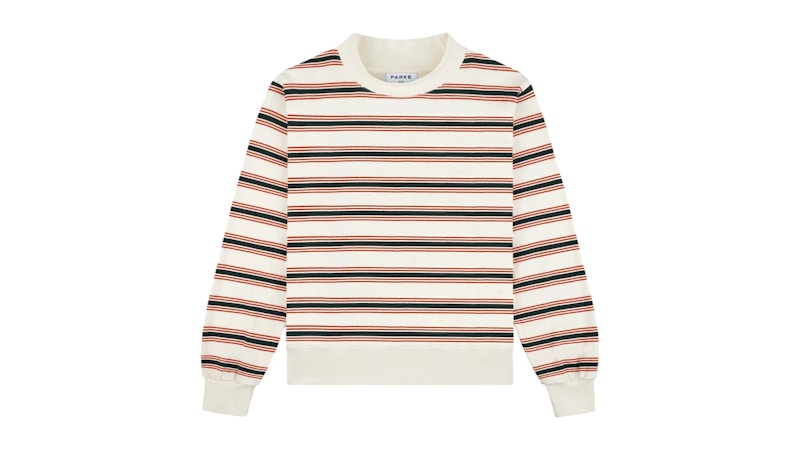 Parke Holiday Striped Mockneck Pullover Eggnog Stripe