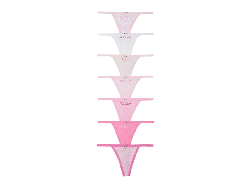 PINK x LoveShackFancy 7-Pack V-String Panties Rules Of Pink