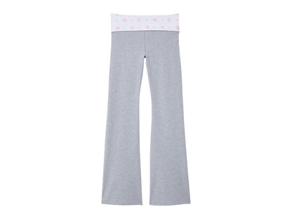 PINK x LoveShackFancy Cotton Foldover Flare Leggings Medium Heather Grey