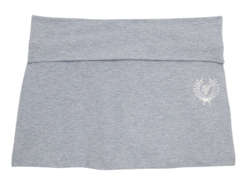 PINK x LoveShackFancy Cotton Foldover Mini Skirt Medium Heather Grey