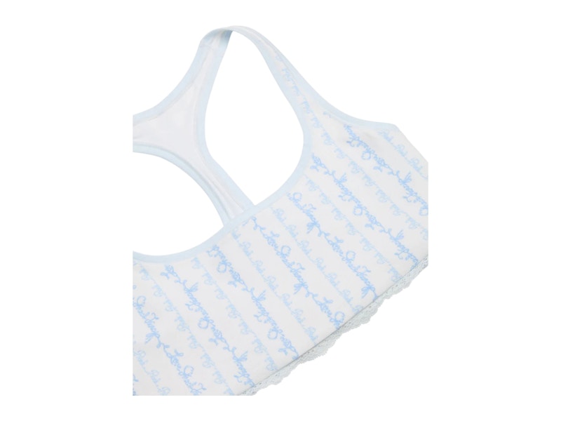 PINK x LoveShackFancy Cotton Racerback Bralette Logo Mania Blue