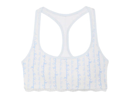PINK x LoveShackFancy Cotton Racerback Bralette Logo Mania Blue