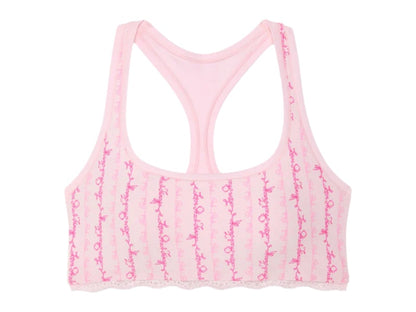 PINK x LoveShackFancy Cotton Racerback Bralette Logo Mania Pink