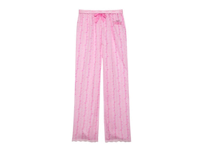 PINK x LoveShackFancy Silky Sleep Pants Logo Mania Pink