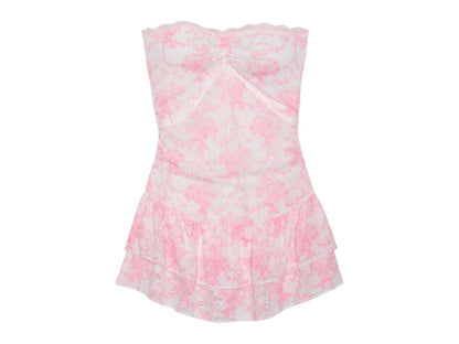 PINK x LoveShackFancy Strapless Lace Mini Dress Charlamagne Harbor