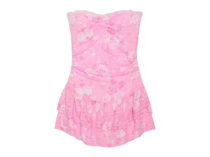 PINK x LoveShackFancy Strapless Lace Mini Dress Everblooming Pink