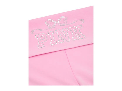 PINK x LoveShackFancy Washed Cotton Foldover Flare Leggings Pink Lollipop