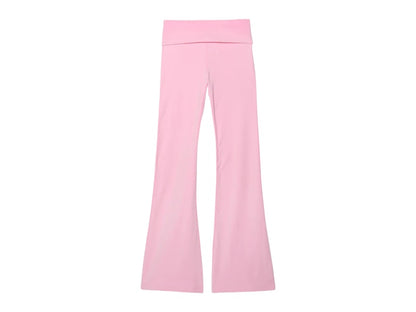 PINK x LoveShackFancy Washed Cotton Foldover Flare Leggings Pink Lollipop