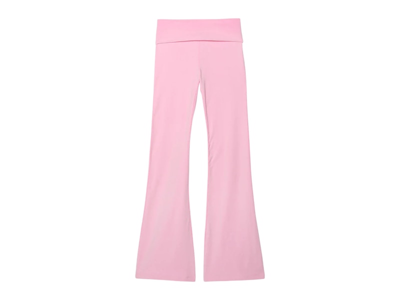 PINK x LoveShackFancy Washed Cotton Foldover Flare Leggings Pink Lollipop