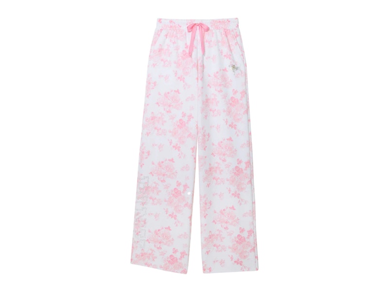 PINK x LoveShackFancy Wide-Leg Sweatpants Everblooming White