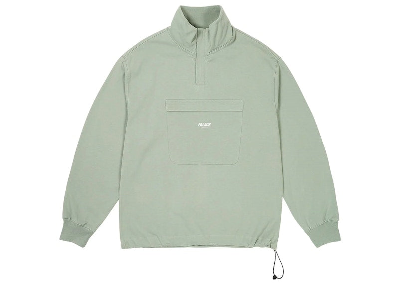 Palace 1/4 Zip Washed Funnel Jade