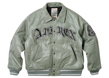 Palace Avirex Leather Jacket Grey