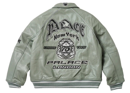 Palace Avirex Leather Jacket Grey