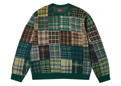 Palace x Beams Plus Crew Patchwork Jacquard Knit Green