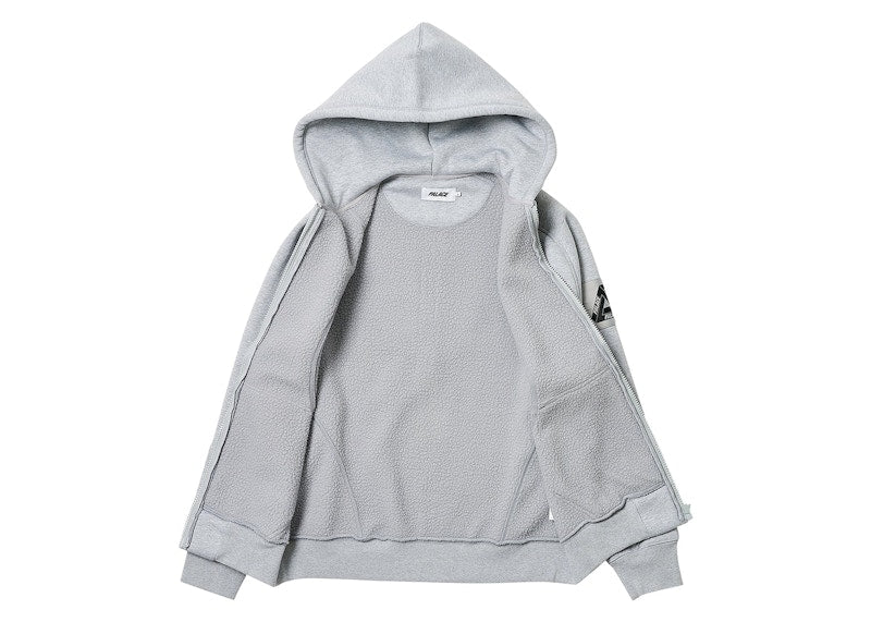 Palace Bonded Sherpa Zip Hood Grey Marl