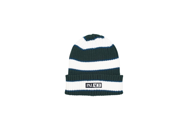 Palace Border Beanie Dark Green/White