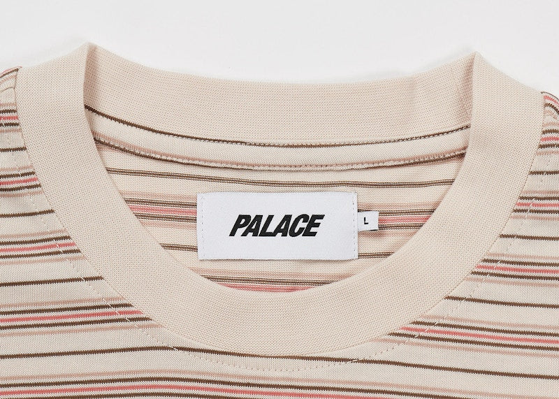 Palace Boxy Stripe T-Shirt Brown