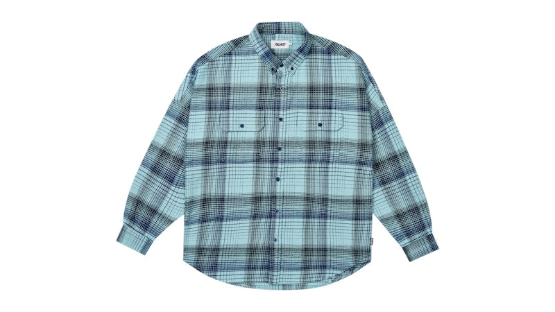 Palace Brushed Flannel Drop Shoulder Shirt Blue