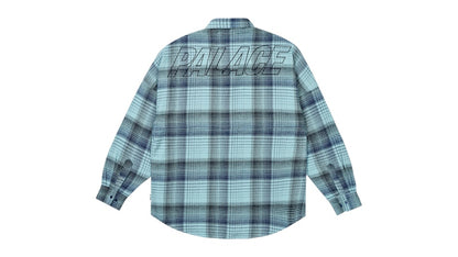 Palace Brushed Flannel Drop Shoulder Shirt Blue