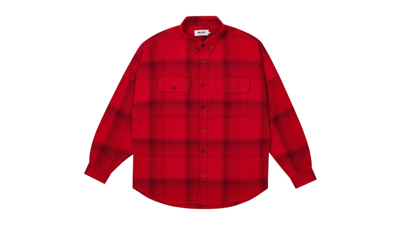 Palace Brushed Flannel Drop Shoulder Shirt Red