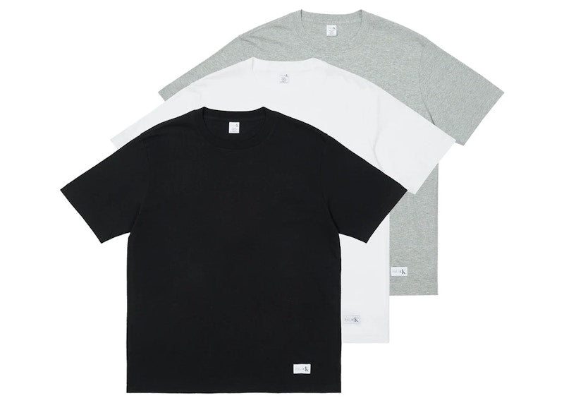 Palace CK1 Short Sleeve Crew Neck Tee (3 Pack) White/Light Grey Heather/Black