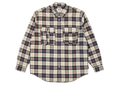 Palace Cargo Pocket Flannel Shirt Cream