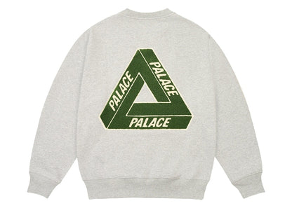 Palace Chenille Tri-Ferg Crew Grey Marl