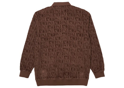 Palace Domino Jacquard 1/4 Zip Polo Crew Brown