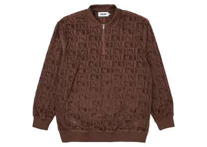 Palace Domino Jacquard 1/4 Zip Polo Crew Brown