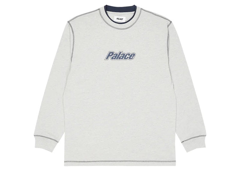 Palace Double Collar Longsleeve Top Grey Marl