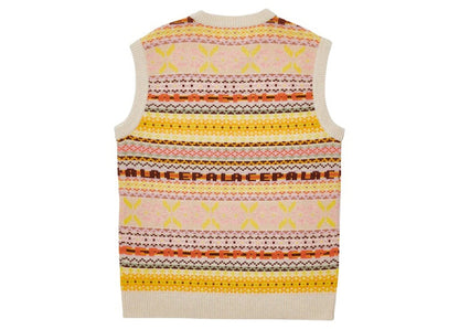 Palace Fairisle Knit Vest Brown